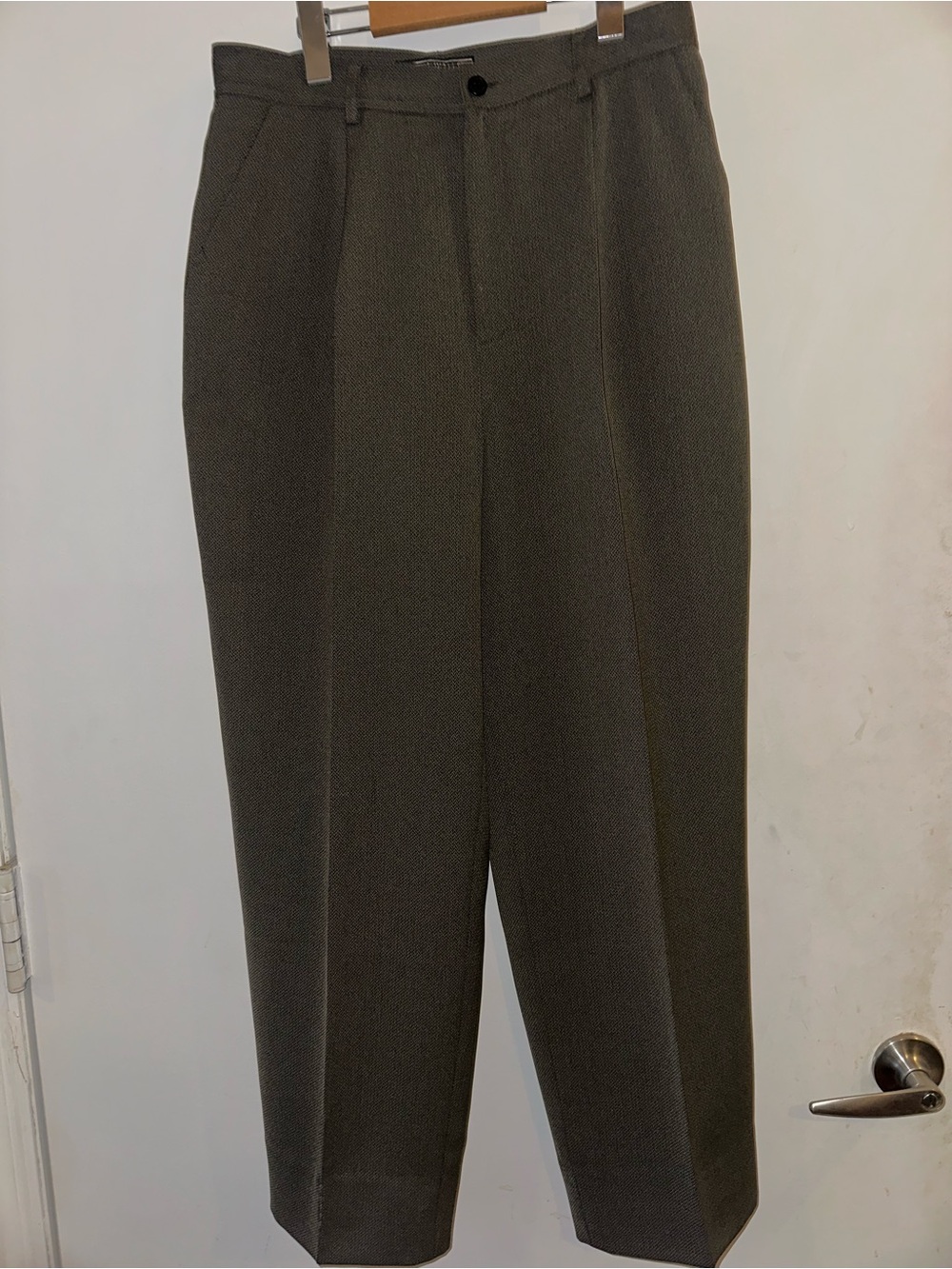 Vintage Pleated Straight Dress Pants - Olive/Gray